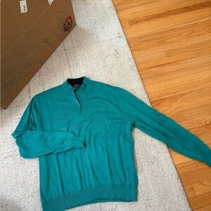 Brooks Brothers Men's Turquoise Zip-Up Sweater